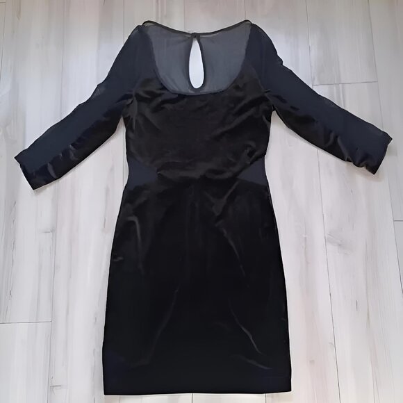 Bardot Velvet Mini Dress Mesh Back & Cut Outs Black 6 - Picture 2 of 14